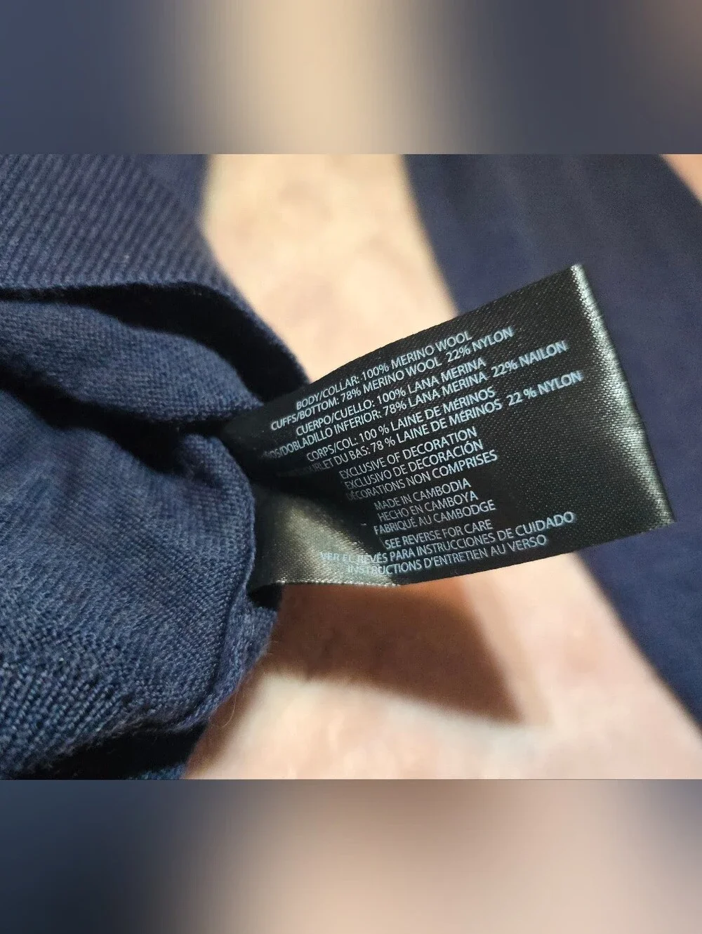 Banana Republic Merino Wool Sweater Mens Size L Navy Blue Long Sleeve Pullover